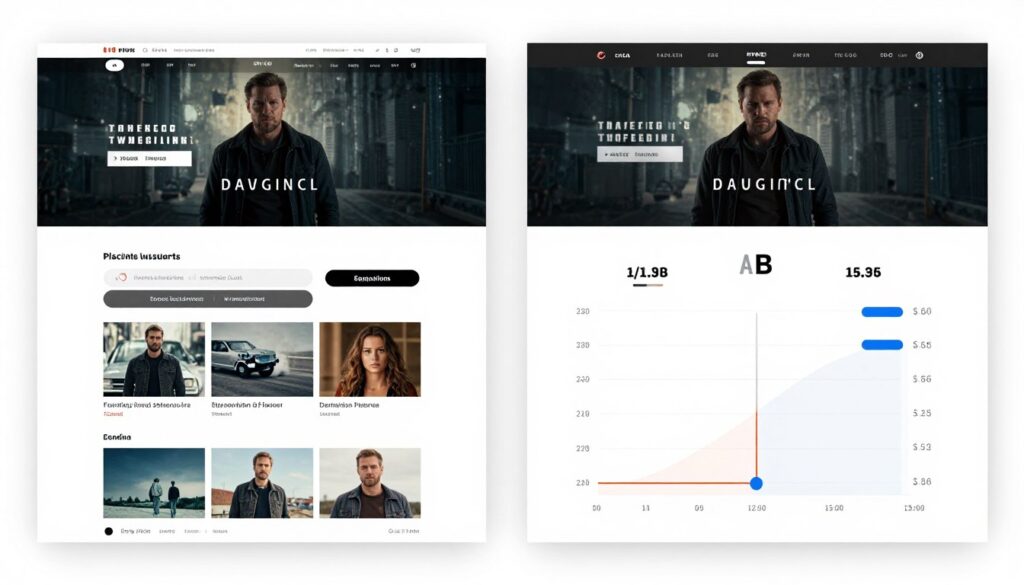 A/B testing comparison showing two design variations