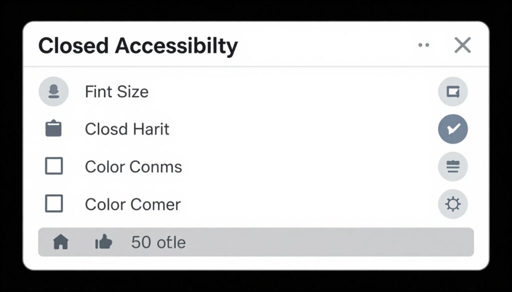 Accessibility features in video player including closed captions settings