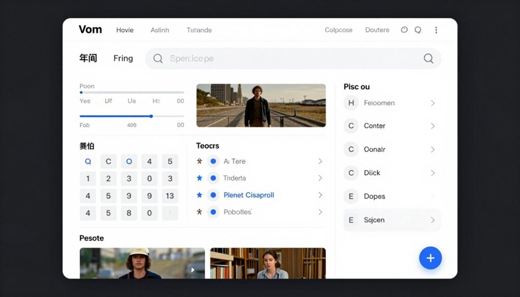 Advanced search interface with filters for year, genre, rating