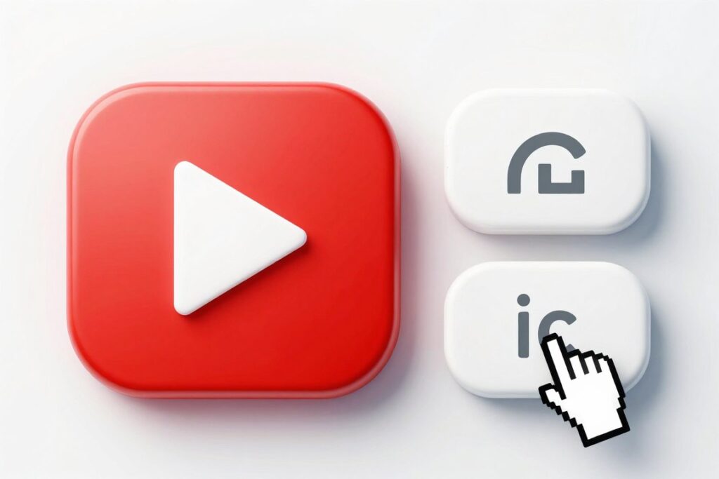 Call-to-action buttons on hero banner in red accent color