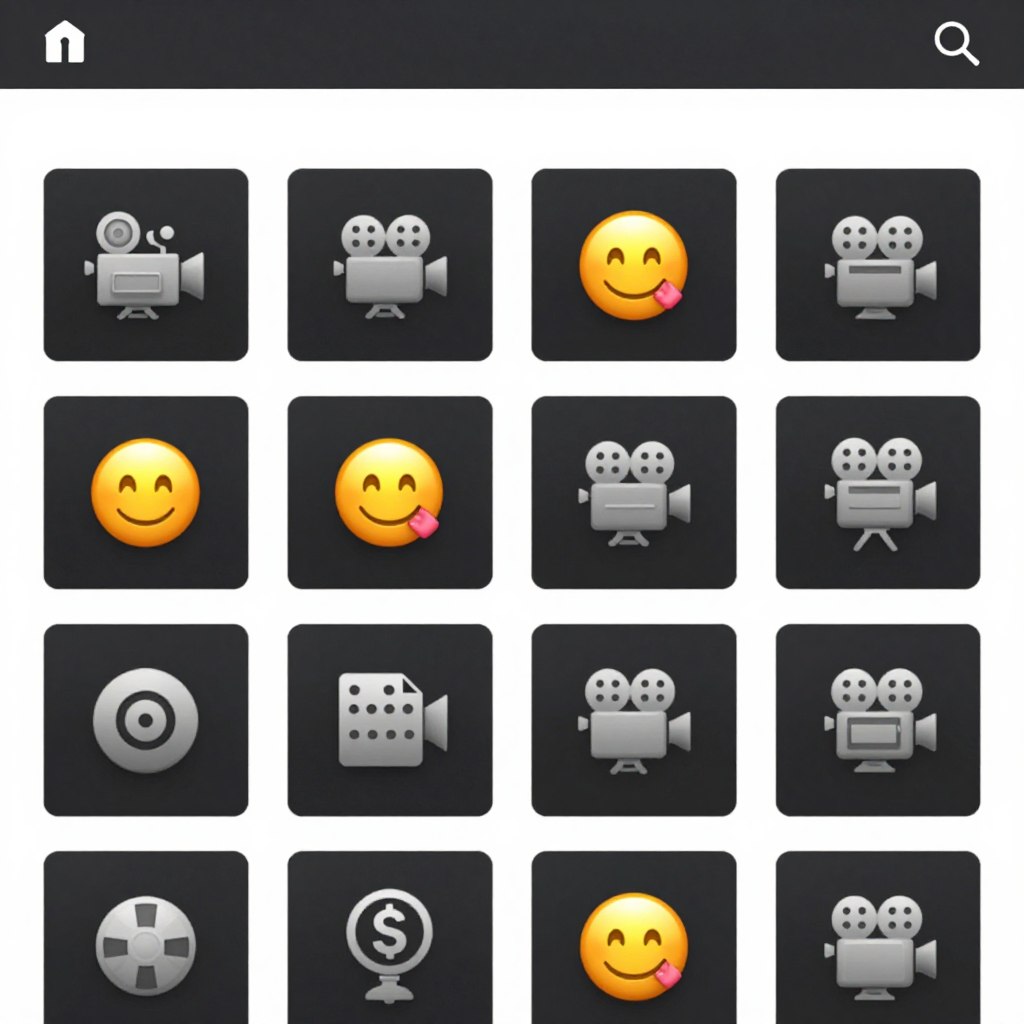 Cinema and film reel emojis in movie category sections