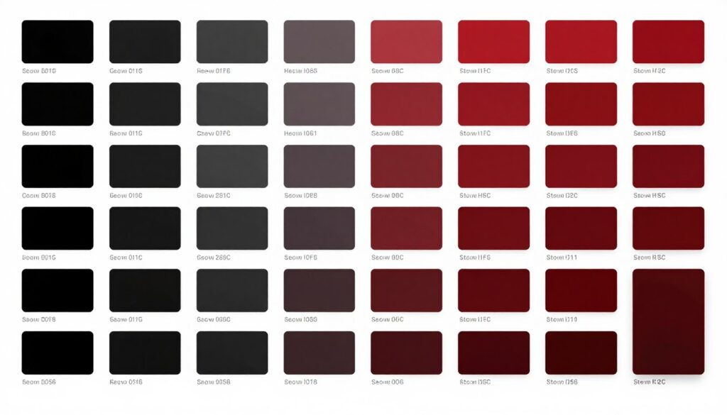 Color palette showing black and red combinations for movie website design