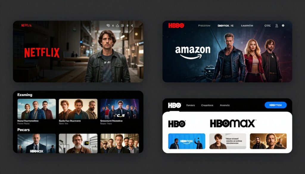 Comparison of popular movie website layouts showing different streaming platforms