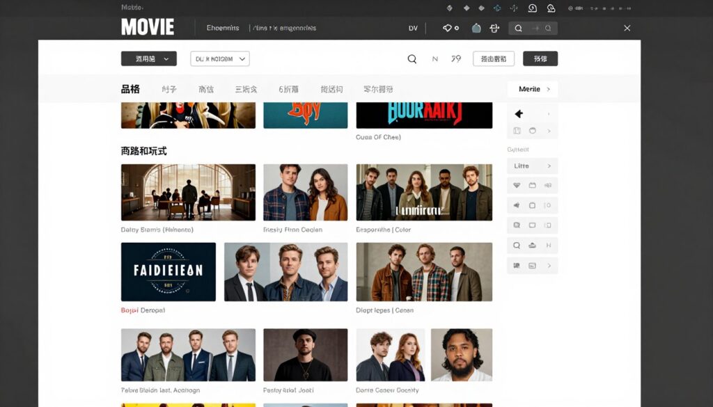 Content categorization system showing different movie genres