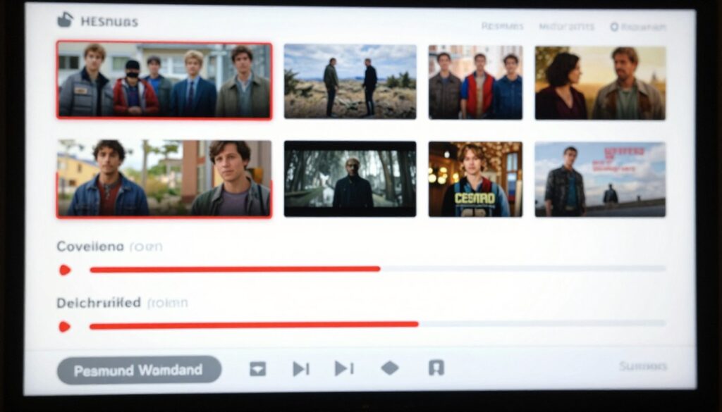 Continue watching section showing partially watched movies with progress bars