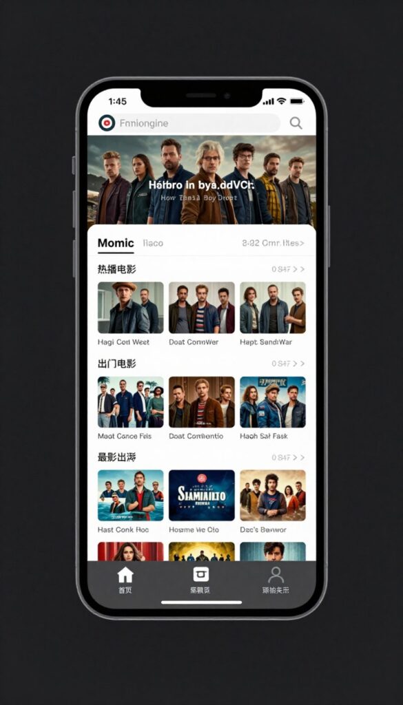 Mobile movie website interface showing responsive design