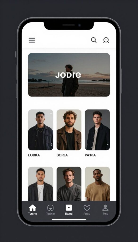 Mobile navigation menu with hamburger icon and bottom tab bar