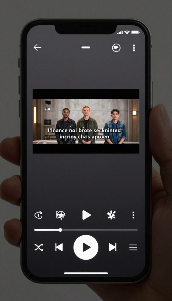 Mobile video player in fullscreen mode with touch controls