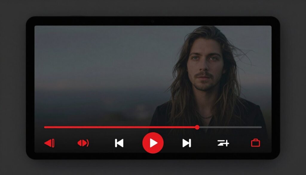 Modern video player interface with custom controls and branding