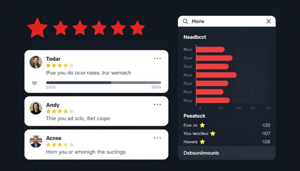 Movie rating interface with star ratings and user reviews