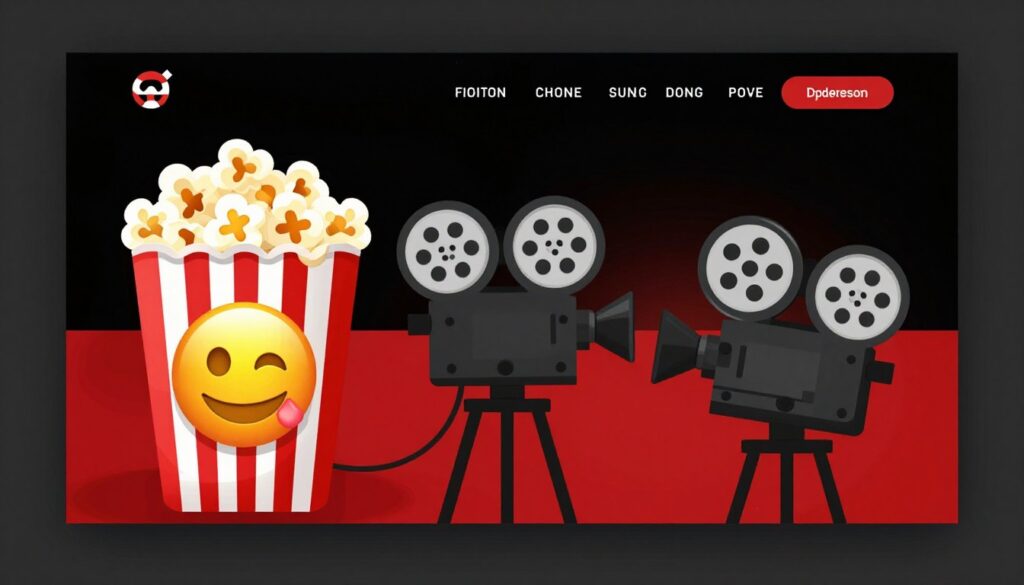 Popcorn and cinema emojis integrated into movie website design
