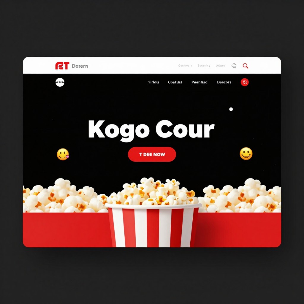 Popcorn emoji used as decorative element in website header