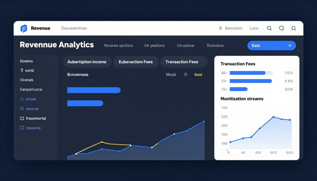 Revenue dashboard showing different monetization streams