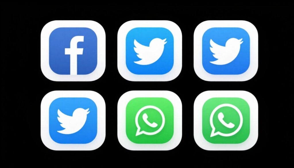 Social sharing buttons for movies on Facebook, Twitter, WhatsApp