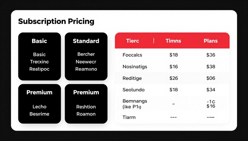 Subscription pricing tiers and plan comparison
