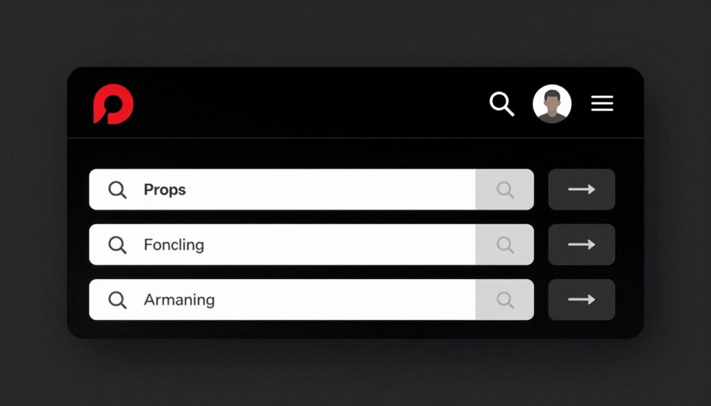 Top navigation menu with search and user profile sections