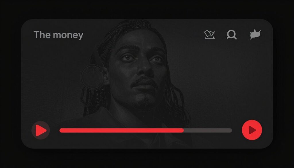 Video player with custom black and red controls matching site theme