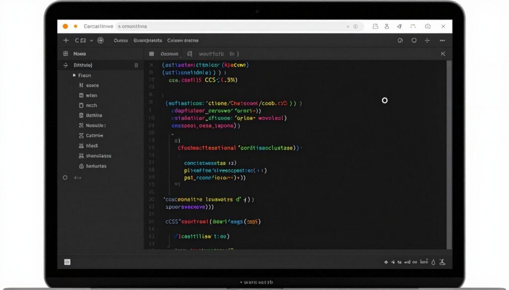 Web development code showing HTML and CSS for movie website