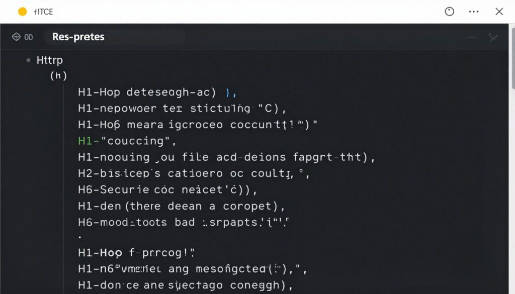 Webpage showing proper heading structure and meta tags