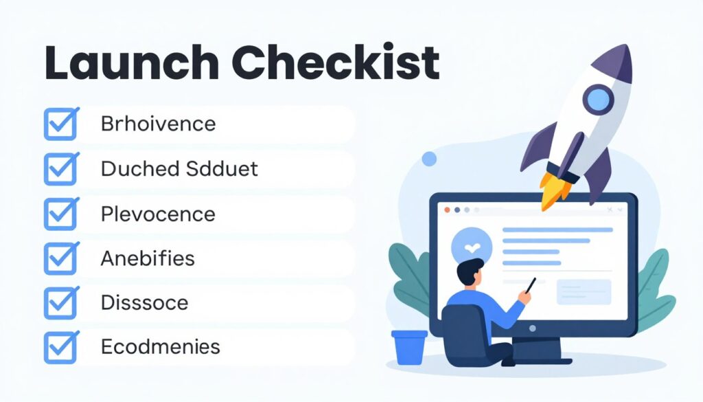 Website launch preparation checklist illustration
