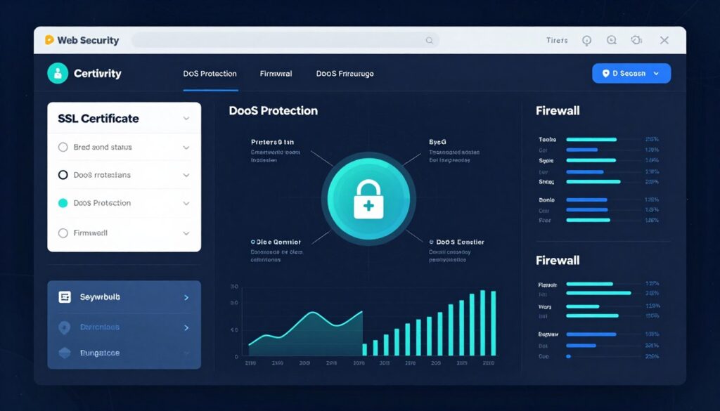Website security dashboard showing SSL certificate and protection measures